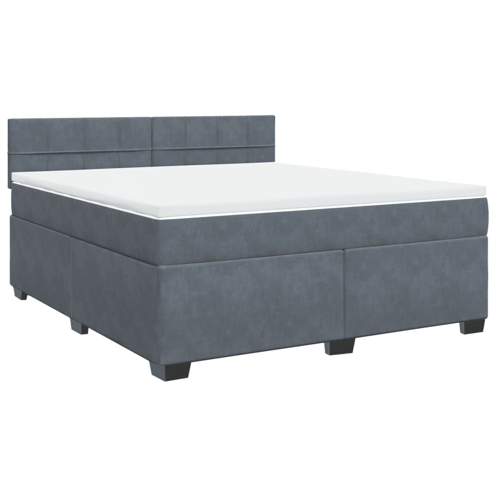 vidaXL Κρεβάτι Boxspring με Στρώμα Σκούρο Γκρι 180x200 εκ. Βελούδινο