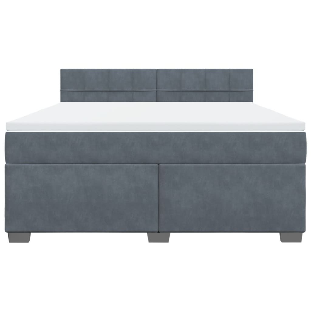 vidaXL Κρεβάτι Boxspring με Στρώμα Σκούρο Γκρι 180x200 εκ. Βελούδινο