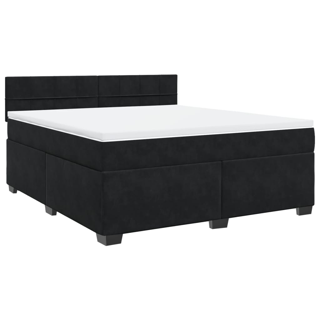 vidaXL Κρεβάτι Boxspring με Στρώμα Μαύρο 180x200 εκ. Βελούδινο
