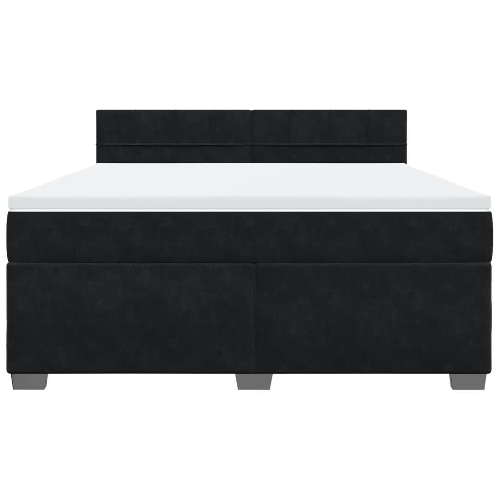 vidaXL Κρεβάτι Boxspring με Στρώμα Μαύρο 180x200 εκ. Βελούδινο