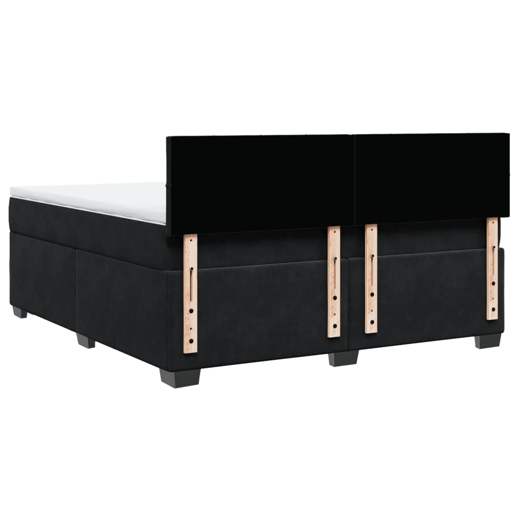 vidaXL Κρεβάτι Boxspring με Στρώμα Μαύρο 180x200 εκ. Βελούδινο