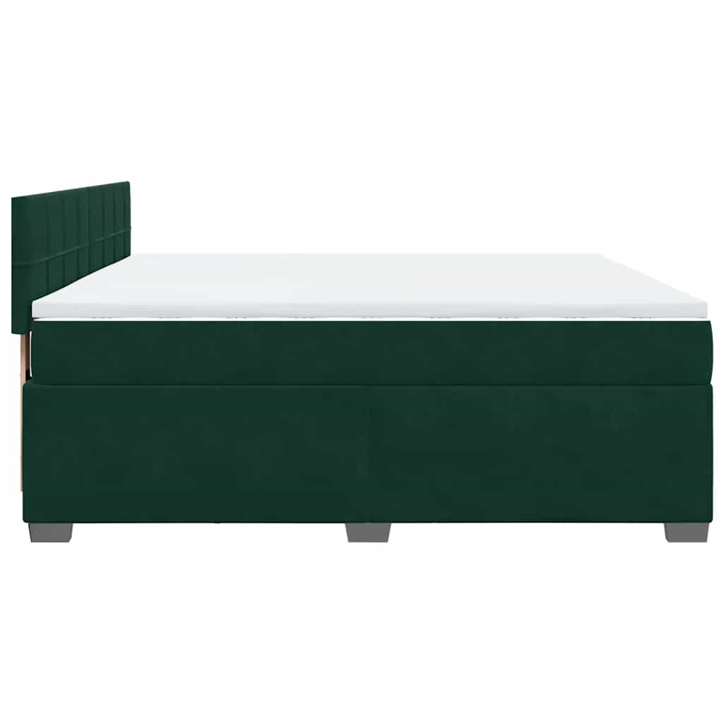 vidaXL Κρεβάτι Boxspring με Στρώμα Σκούρο Πράσινο 180x200εκ. Βελούδινο