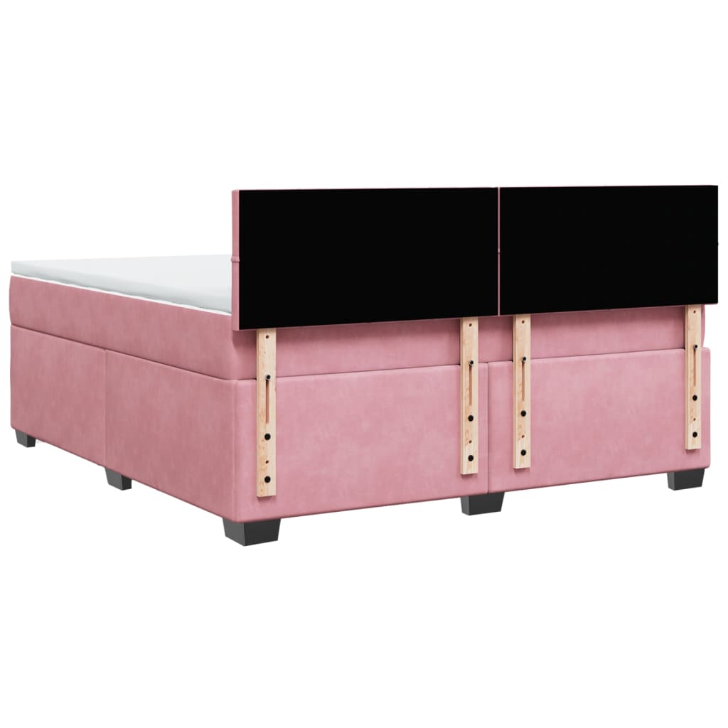 vidaXL Κρεβάτι Boxspring με Στρώμα Ροζ 180x200 εκ. Βελούδινο