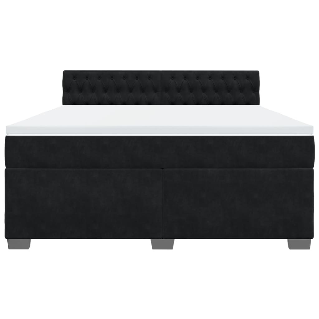 vidaXL Κρεβάτι Boxspring με Στρώμα Μαύρο 180x200 εκ. Βελούδινο