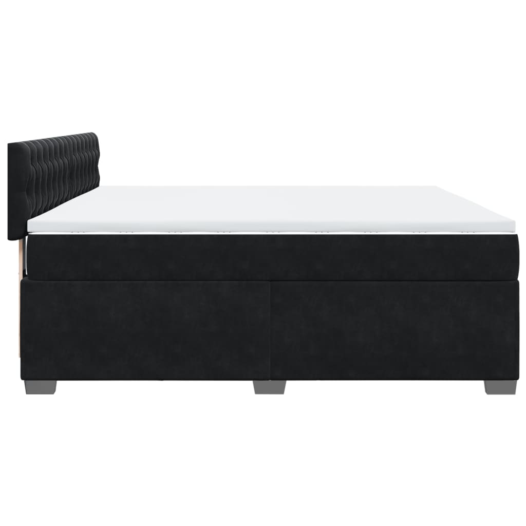 vidaXL Κρεβάτι Boxspring με Στρώμα Μαύρο 180x200 εκ. Βελούδινο