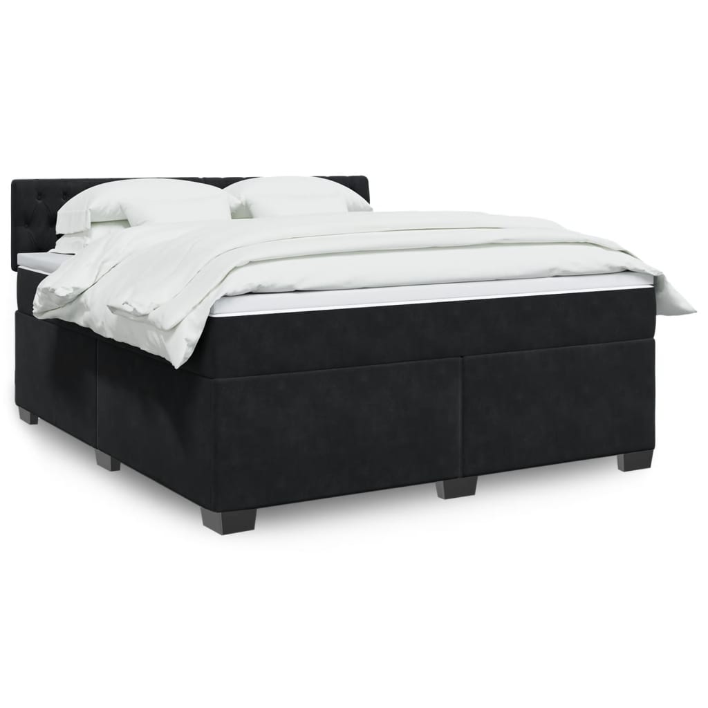 vidaXL Κρεβάτι Boxspring με Στρώμα Μαύρο 180x200 εκ. Βελούδινο