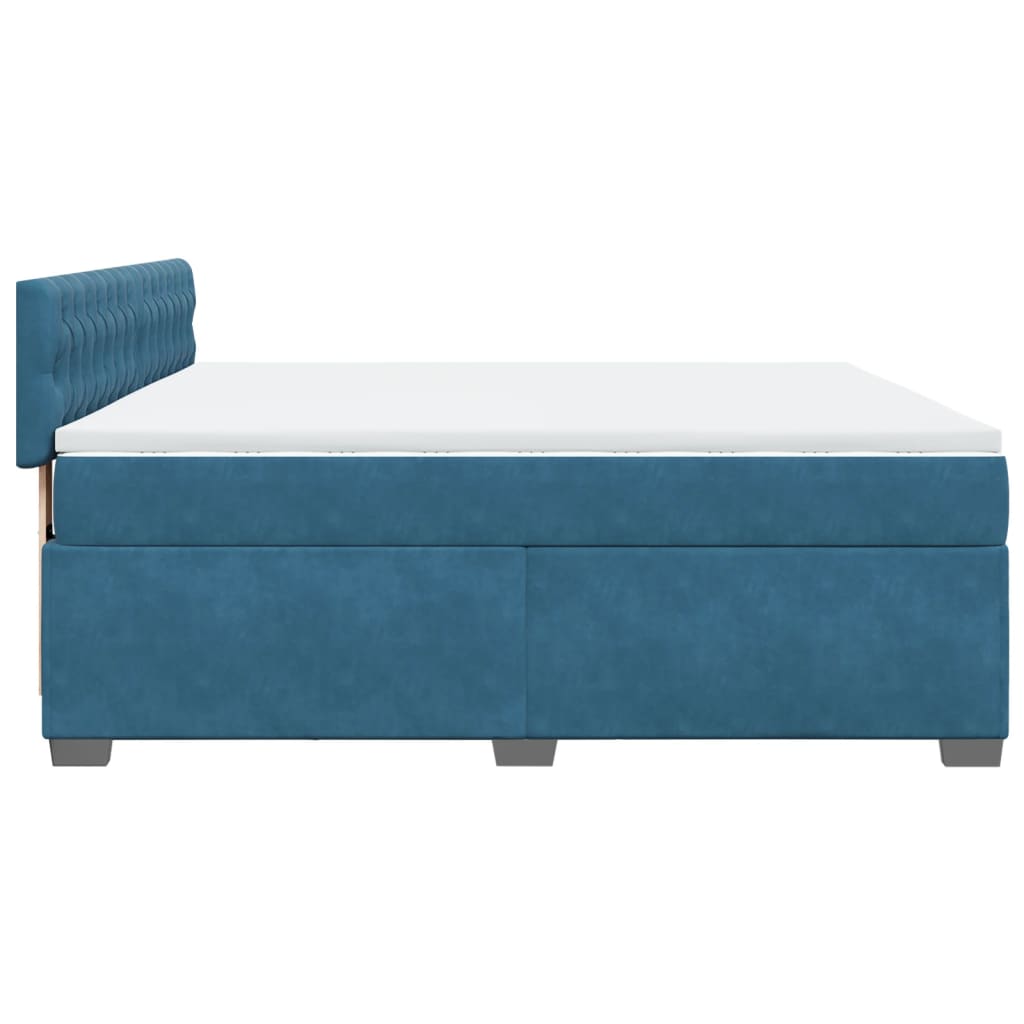 vidaXL Κρεβάτι Boxspring με Στρώμα Μπλε 180x200 εκ. Βελούδινο