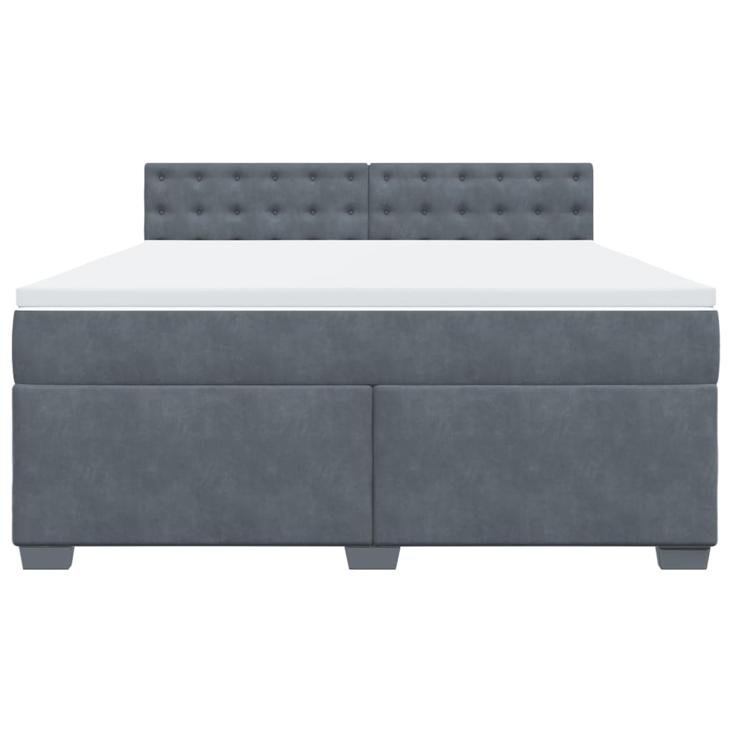 vidaXL Κρεβάτι Boxspring με Στρώμα Σκούρο Γκρι 180x200 εκ. Βελούδινο