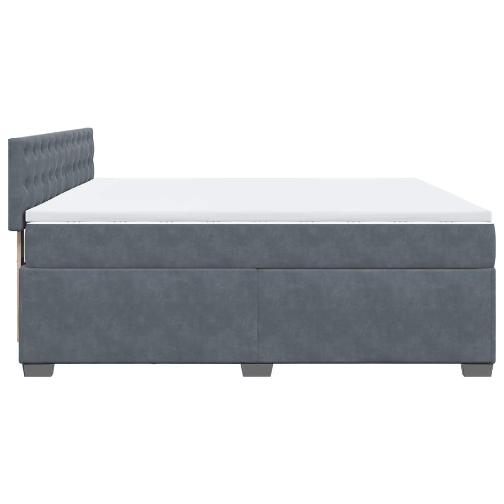 vidaXL Κρεβάτι Boxspring με Στρώμα Σκούρο Γκρι 180x200 εκ. Βελούδινο