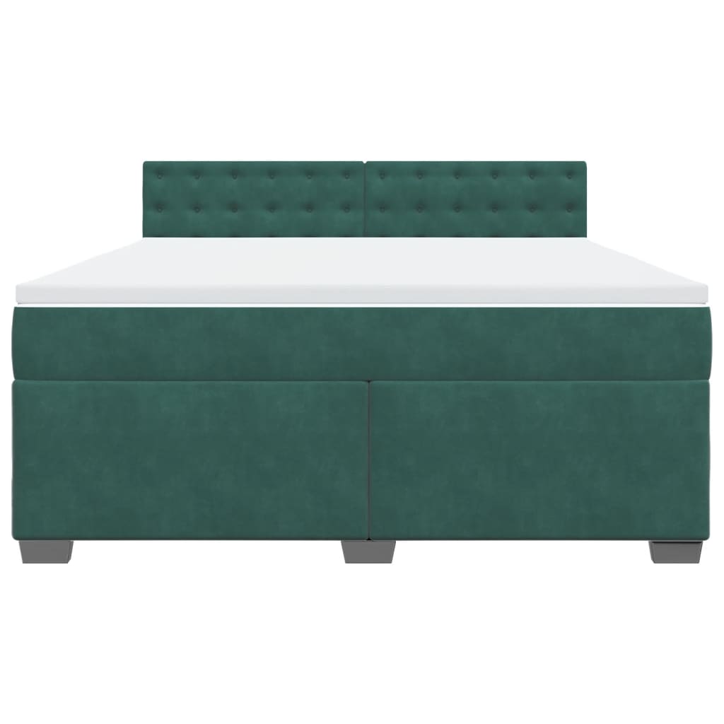 vidaXL Κρεβάτι Boxspring με Στρώμα Σκούρο Πράσινο 180x200εκ. Βελούδινο