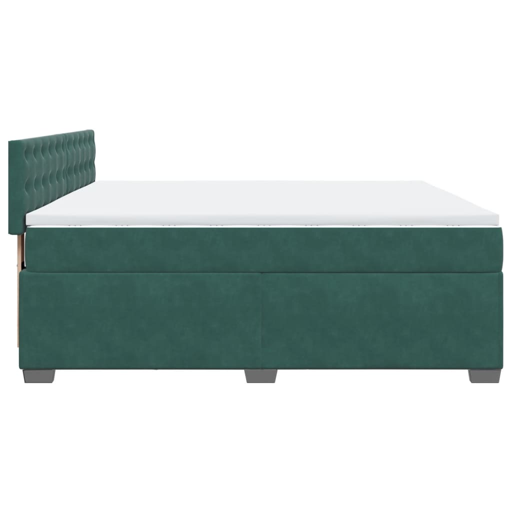 vidaXL Κρεβάτι Boxspring με Στρώμα Σκούρο Πράσινο 180x200εκ. Βελούδινο