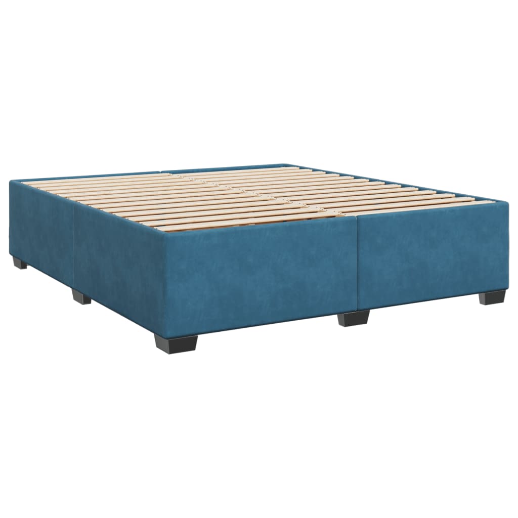 vidaXL Κρεβάτι Boxspring με Στρώμα Μπλε 180x200 εκ. Βελούδινο