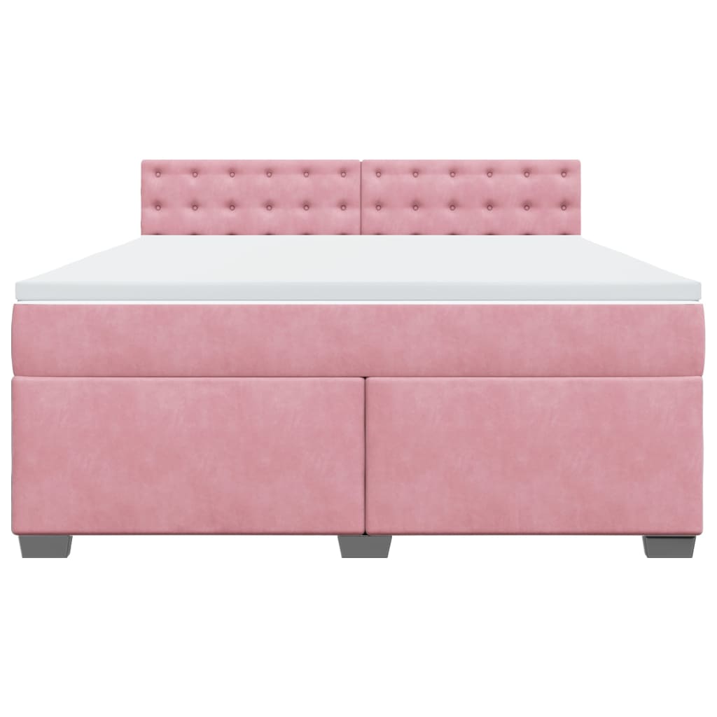 vidaXL Κρεβάτι Boxspring με Στρώμα Ροζ 180x200 εκ. Βελούδινο