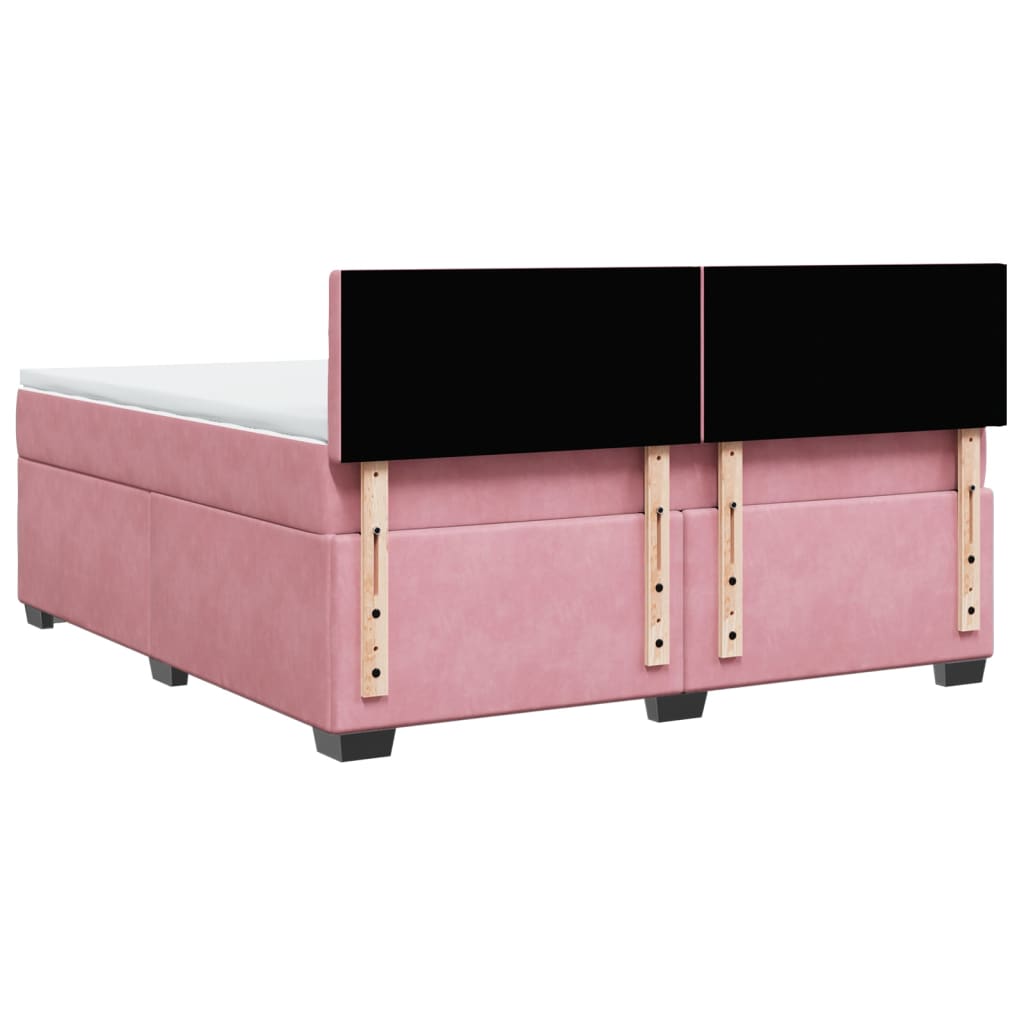vidaXL Κρεβάτι Boxspring με Στρώμα Ροζ 180x200 εκ. Βελούδινο