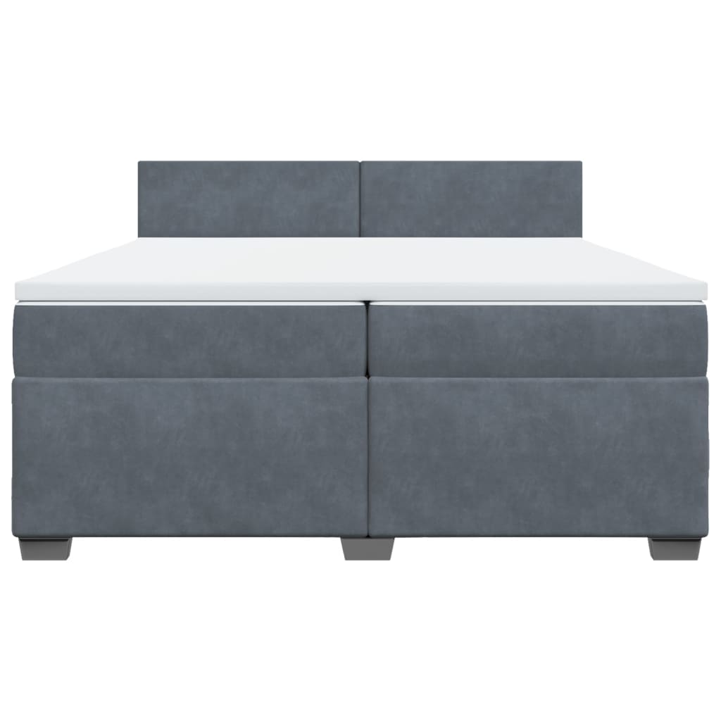 vidaXL Κρεβάτι Boxspring με Στρώμα Σκούρο Γκρι 200x200 εκ. Βελούδινο