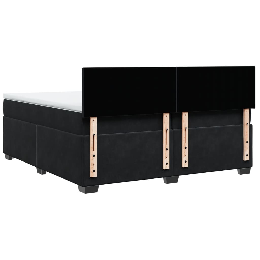 vidaXL Κρεβάτι Boxspring με Στρώμα Μαύρο 200x200 εκ. Βελούδινο