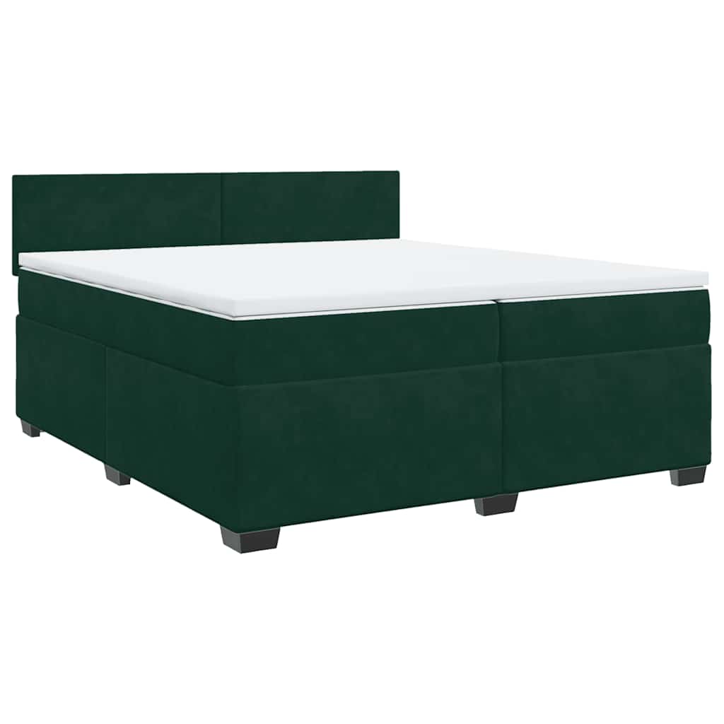 vidaXL Κρεβάτι Boxspring με Στρώμα Σκούρο Πράσινο 200x200εκ. Βελούδινο