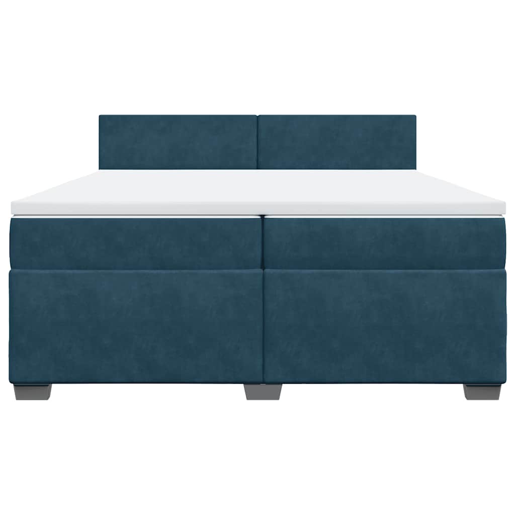 vidaXL Κρεβάτι Boxspring με Στρώμα Μπλε 200x200 εκ. Βελούδινο