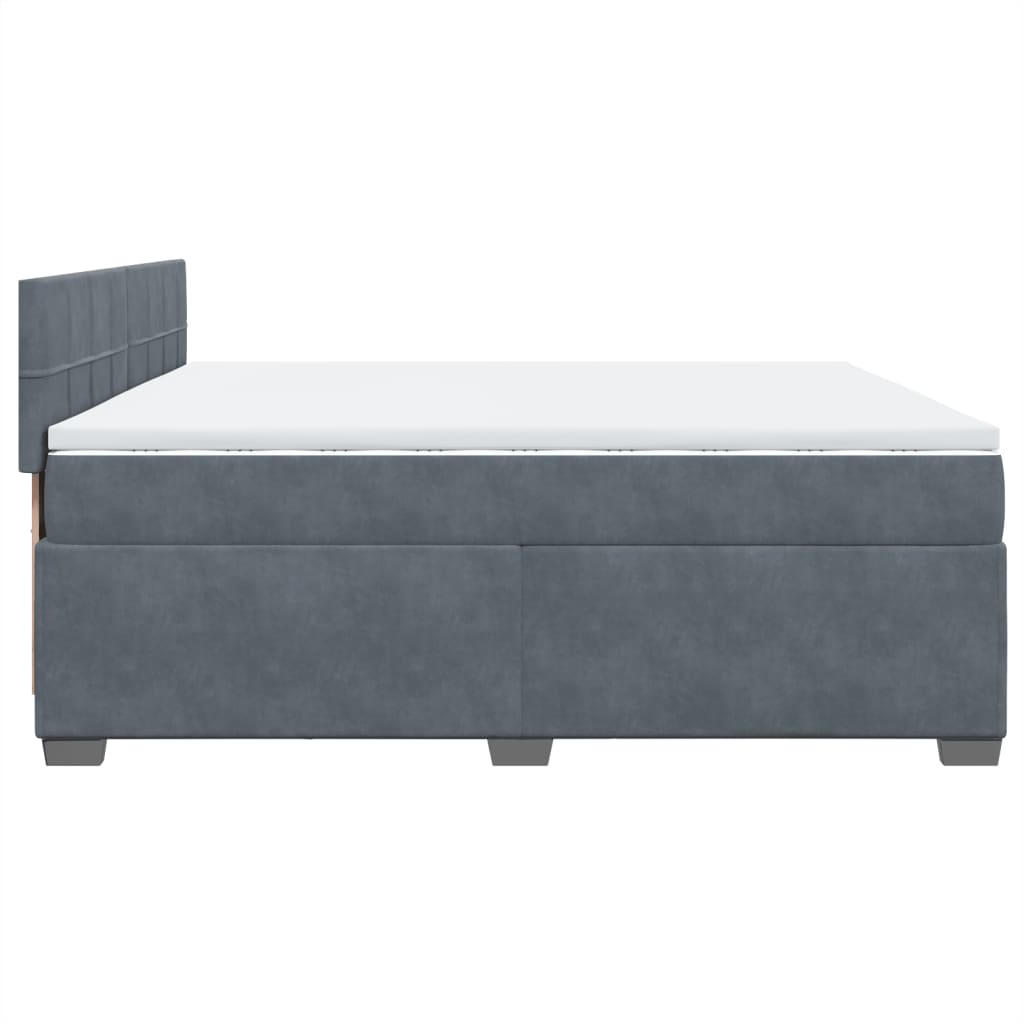 vidaXL Κρεβάτι Boxspring με Στρώμα Σκούρο Γκρι 200x200 εκ. Βελούδινο