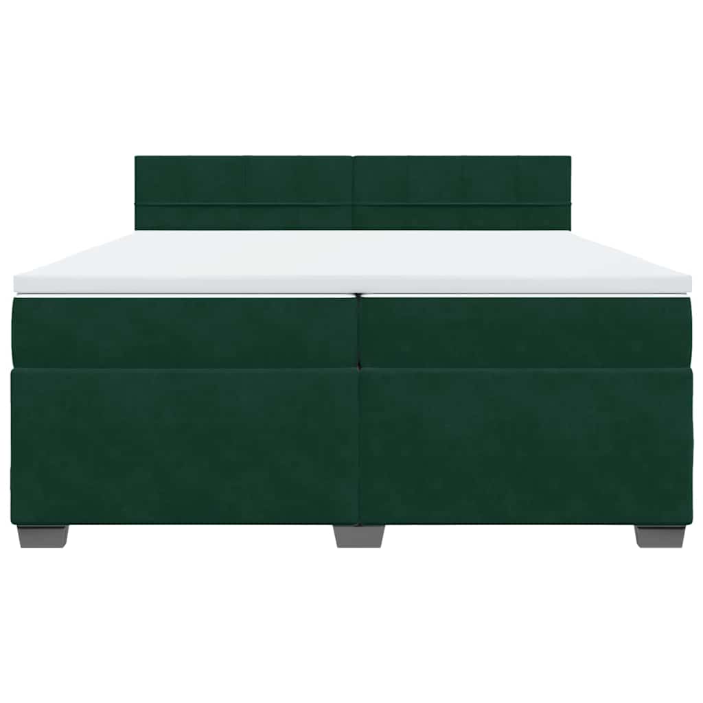 vidaXL Κρεβάτι Boxspring με Στρώμα Σκούρο Πράσινο 200x200εκ. Βελούδινο