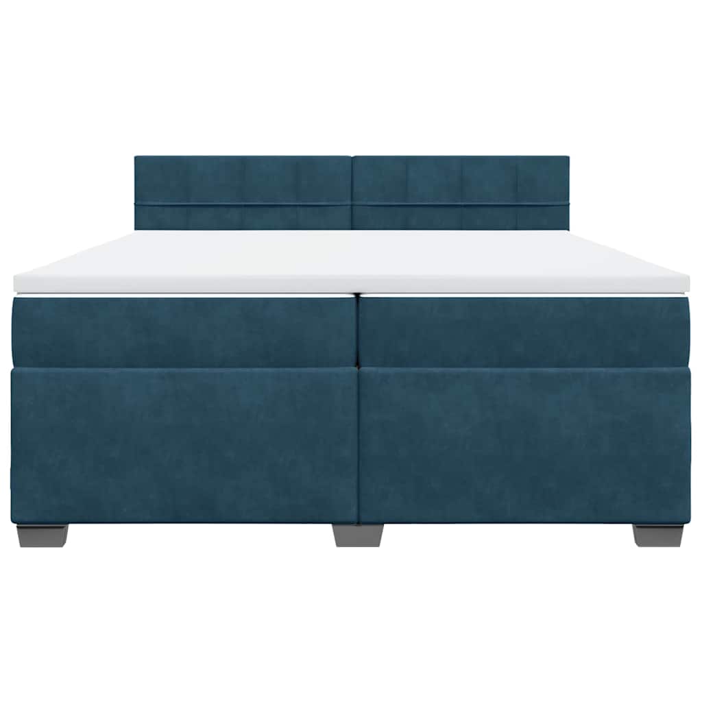 vidaXL Κρεβάτι Boxspring με Στρώμα Μπλε 200x200 εκ. Βελούδινο