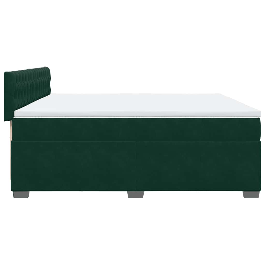 vidaXL Κρεβάτι Boxspring με Στρώμα Σκούρο Πράσινο 200x200εκ. Βελούδινο