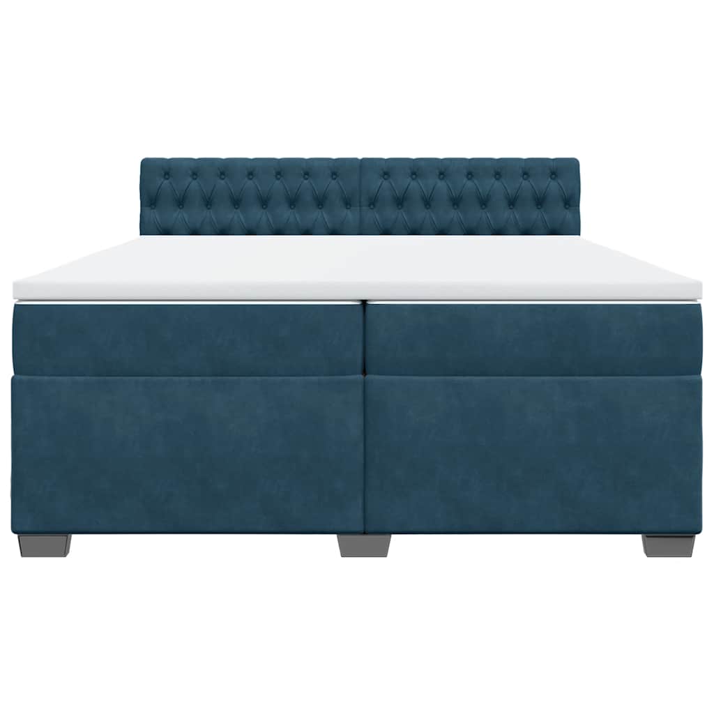 vidaXL Κρεβάτι Boxspring με Στρώμα Μπλε 200x200 εκ. Βελούδινο