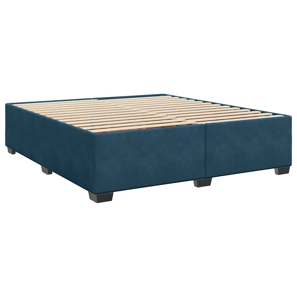 vidaXL Κρεβάτι Boxspring με Στρώμα Μπλε 200x200 εκ. Βελούδινο
