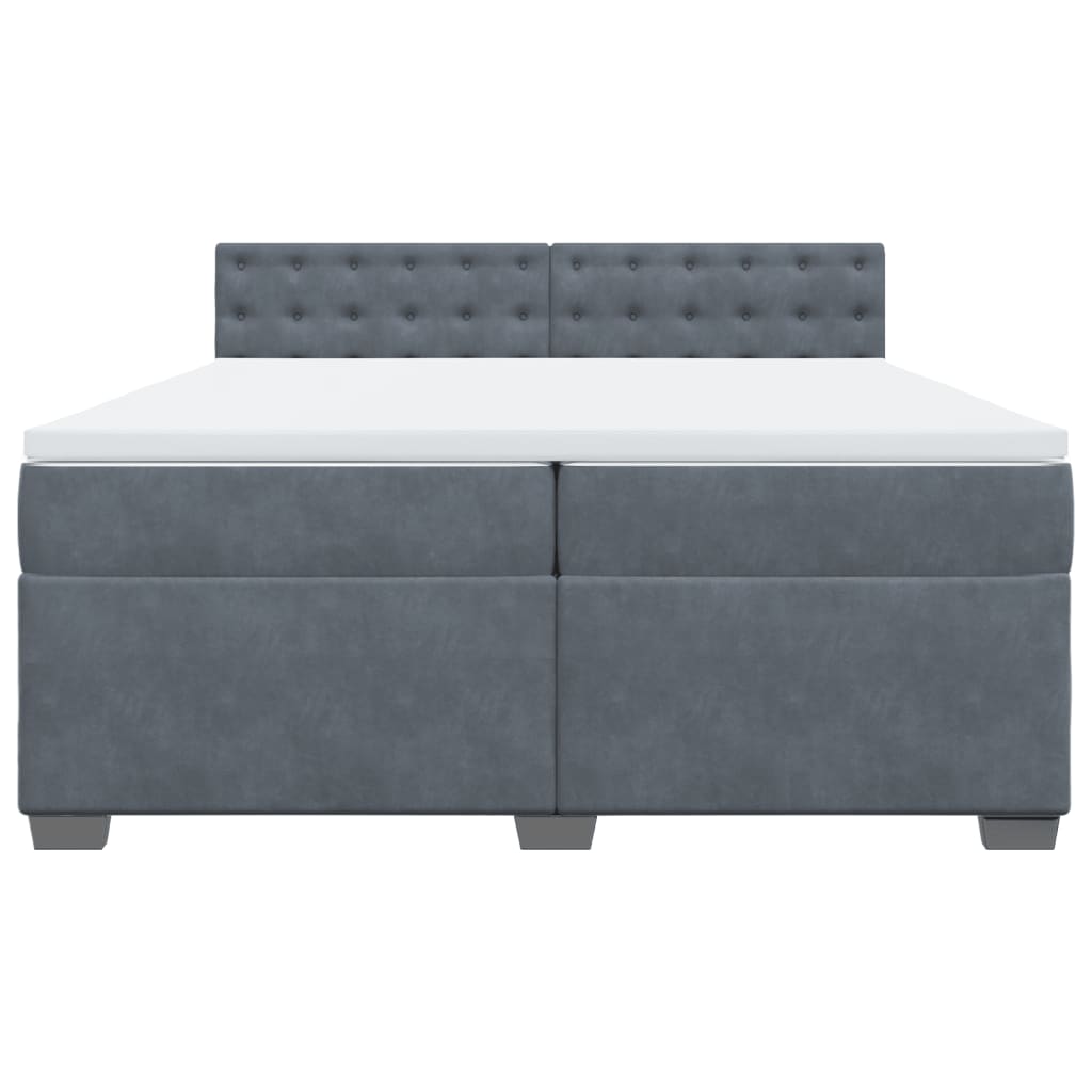 vidaXL Κρεβάτι Boxspring με Στρώμα Σκούρο Γκρι 200x200 εκ. Βελούδινο