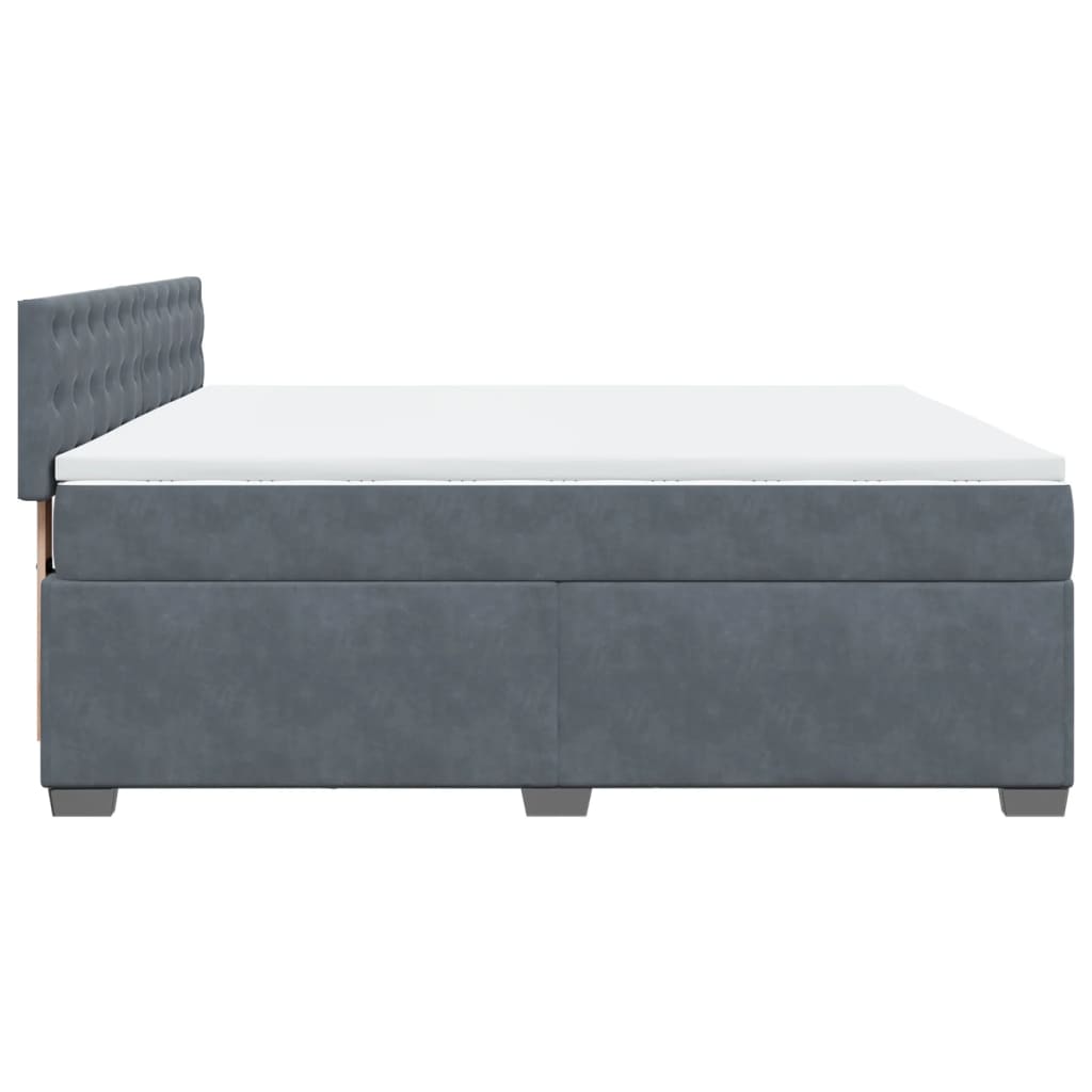 vidaXL Κρεβάτι Boxspring με Στρώμα Σκούρο Γκρι 200x200 εκ. Βελούδινο