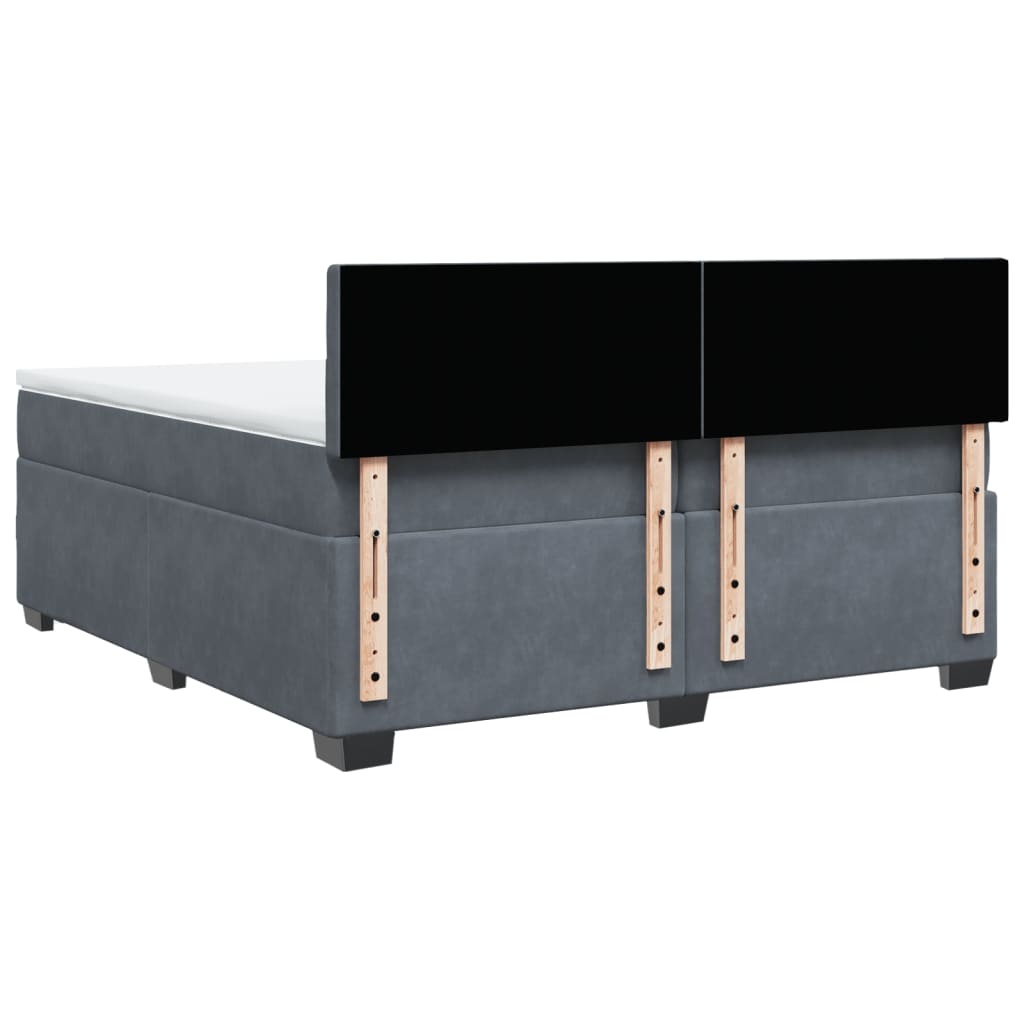 vidaXL Κρεβάτι Boxspring με Στρώμα Σκούρο Γκρι 200x200 εκ. Βελούδινο