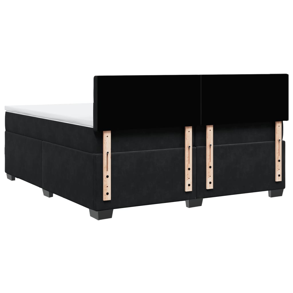 vidaXL Κρεβάτι Boxspring με Στρώμα Μαύρο 200x200 εκ. Βελούδινο