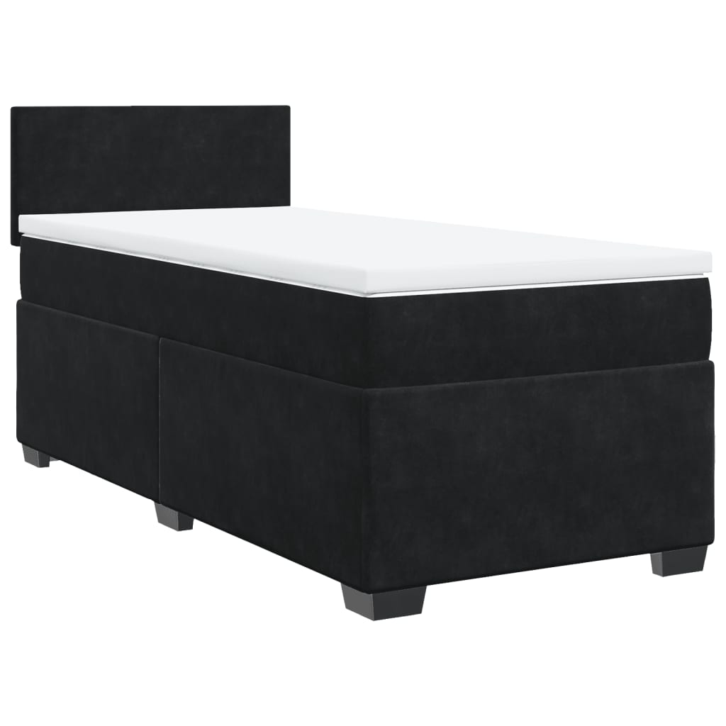 vidaXL Κρεβάτι Boxspring με Στρώμα Μαύρο Single Βελούδινο