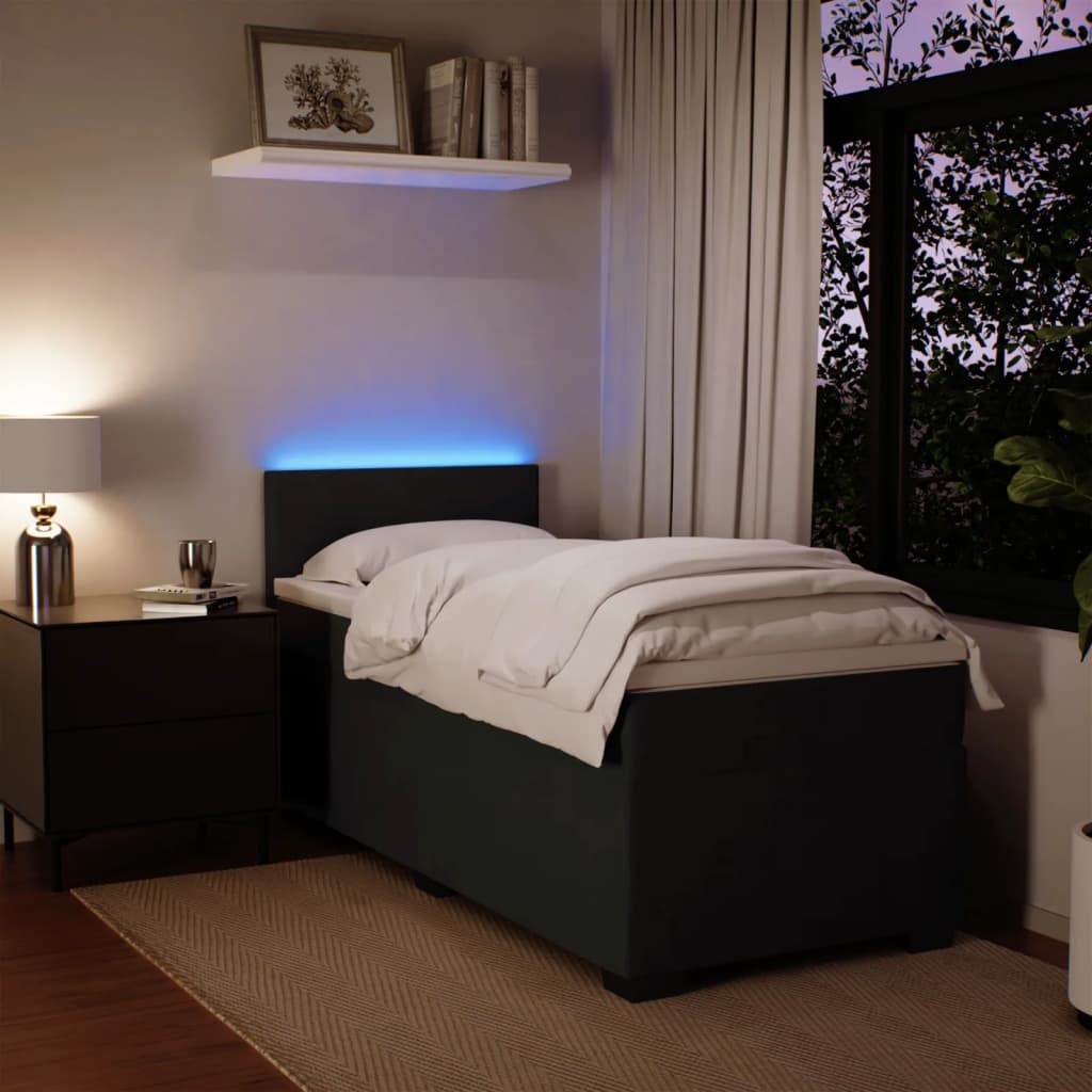 vidaXL Κρεβάτι Boxspring με Στρώμα Μαύρο Single Βελούδινο