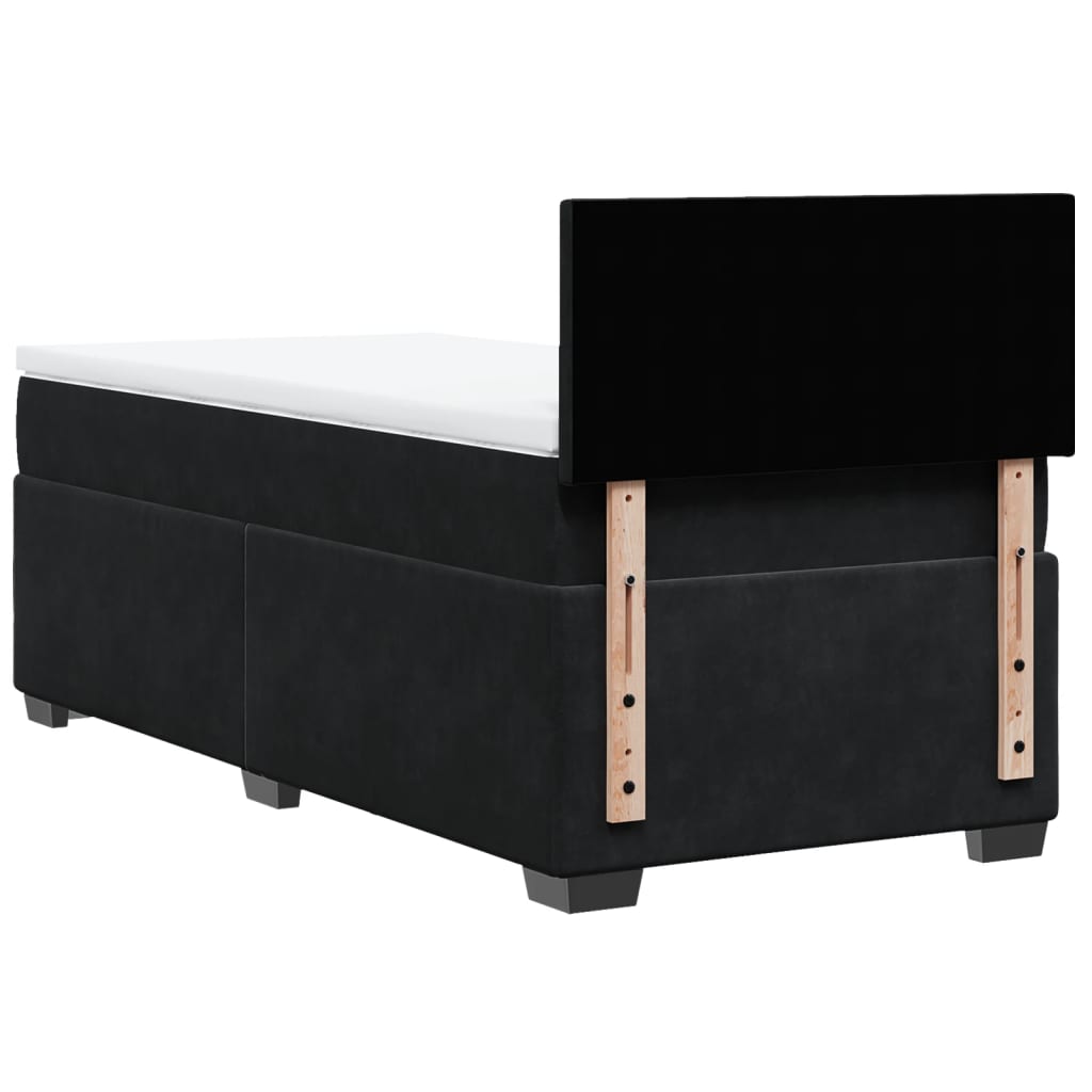 vidaXL Κρεβάτι Boxspring με Στρώμα Μαύρο Single Βελούδινο