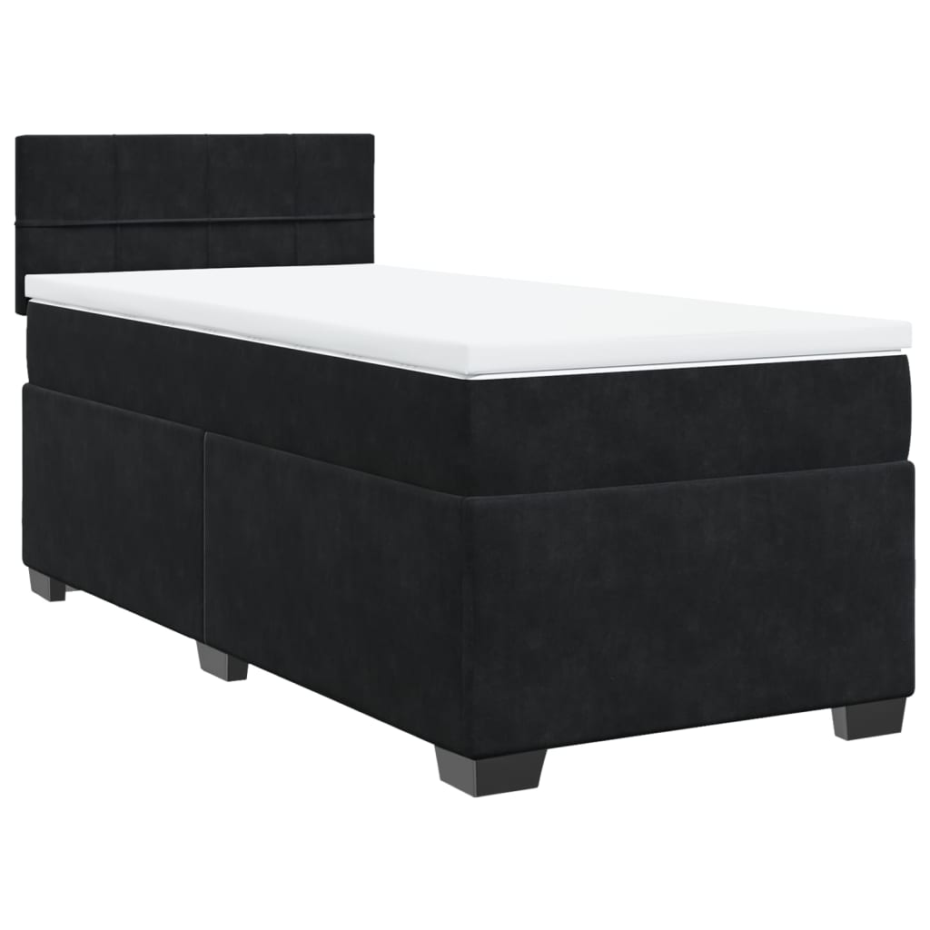 vidaXL Κρεβάτι Boxspring με Στρώμα Μαύρο Single Βελούδινο