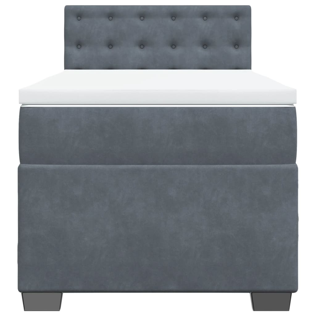 vidaXL Κρεβάτι Boxspring με Στρώμα Σκούρο Γκρι Single Βελούδινο