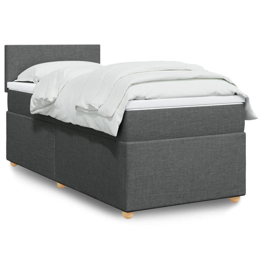 vidaXL Κρεβάτι Boxspring με Στρώμα Σκούρο Γκρι 80x200 εκ. Υφασμάτινο