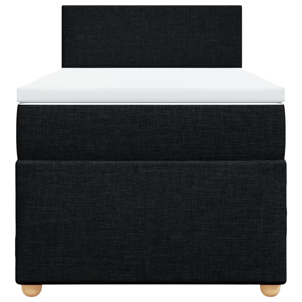 vidaXL Κρεβάτι Boxspring με Στρώμα Μαύρο 80 x 200 εκ. Υφασμάτινο