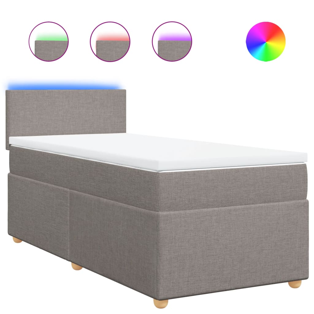 vidaXL Κρεβάτι Boxspring με Στρώμα Taupe 80x200 εκ. Υφασμάτινο