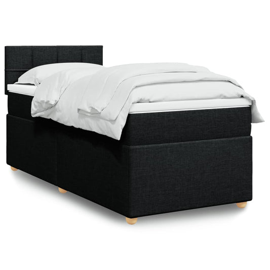 vidaXL Κρεβάτι Boxspring με Στρώμα Μαύρο 80 x 200 εκ. Υφασμάτινο