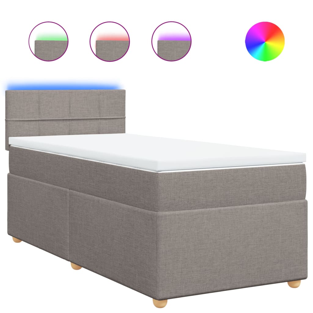 vidaXL Κρεβάτι Boxspring με Στρώμα Taupe 80x200 εκ. Υφασμάτινο