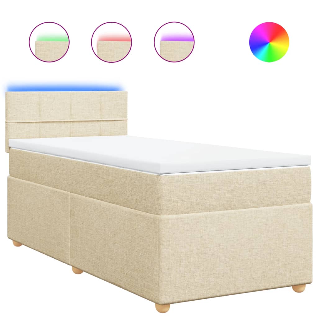 vidaXL Κρεβάτι Boxspring με Στρώμα Κρεμ 80 x 200 εκ. Υφασμάτινο