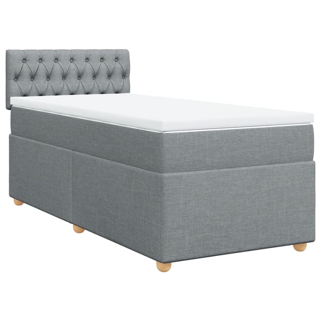 vidaXL Κρεβάτι Boxspring με Στρώμα Ανοιχτό Γκρι 80x200 εκ. Υφασμάτινο