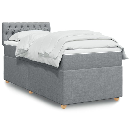 vidaXL Κρεβάτι Boxspring με Στρώμα Ανοιχτό Γκρι 80x200 εκ. Υφασμάτινο