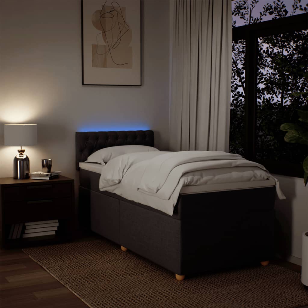 vidaXL Κρεβάτι Boxspring με Στρώμα Σκούρο Καφέ 80x200 εκ. Υφασμάτινο