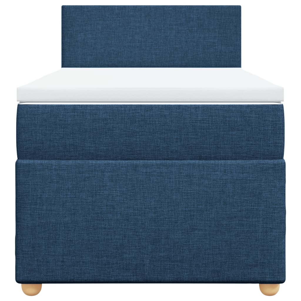 vidaXL Κρεβάτι Boxspring με Στρώμα Μπλε 90x190 εκ.Υφασμάτινο