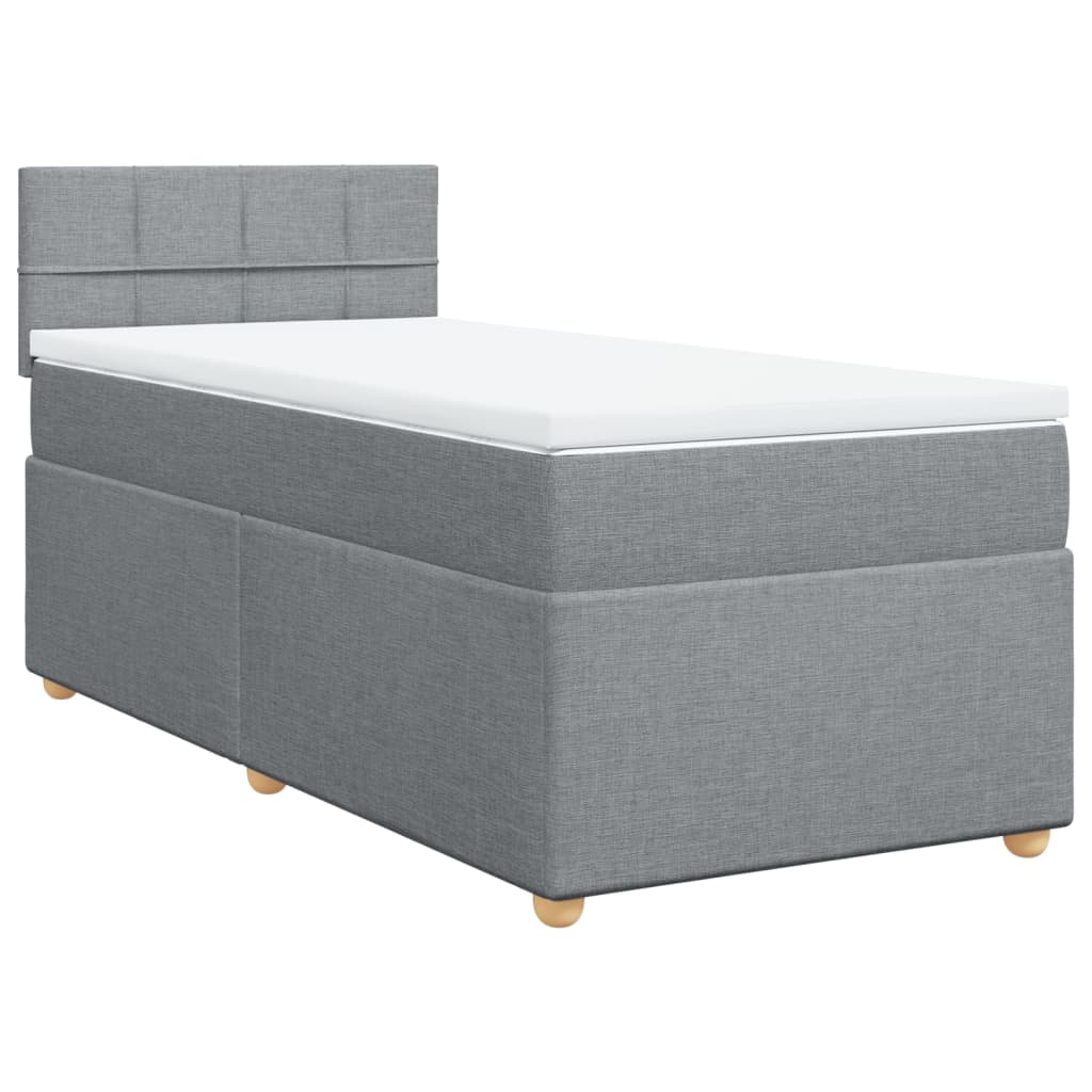 vidaXL Κρεβάτι Boxspring με Στρώμα Ανοιχτό Γκρι 90x190 εκ. Υφασμάτινο