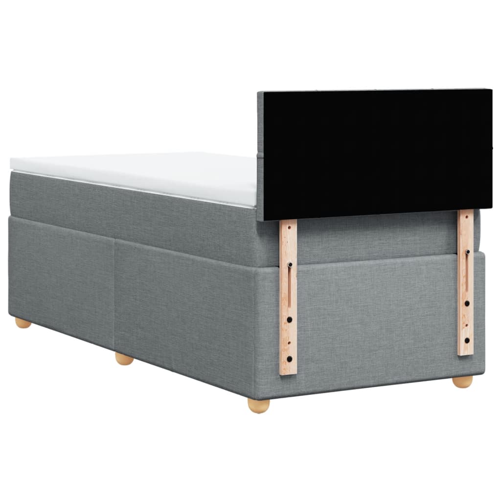 vidaXL Κρεβάτι Boxspring με Στρώμα Ανοιχτό Γκρι 90x190 εκ. Υφασμάτινο