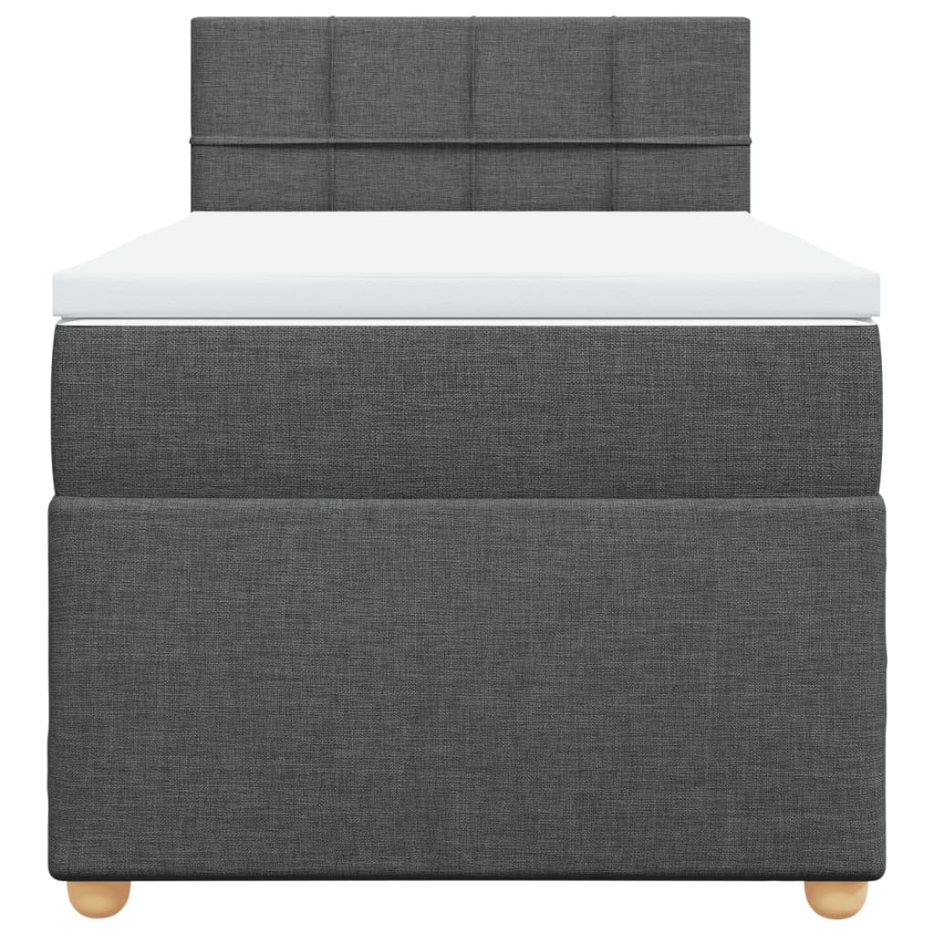 vidaXL Κρεβάτι Boxspring με Στρώμα Σκούρο Γκρι 90x190 εκ. Υφασμάτινο